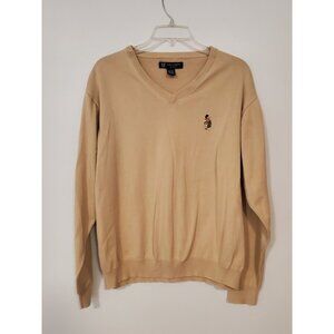 Oxford Golf Sweater Long Sleeve V-Neck 100% Pima Cotton Yellow Mens Large